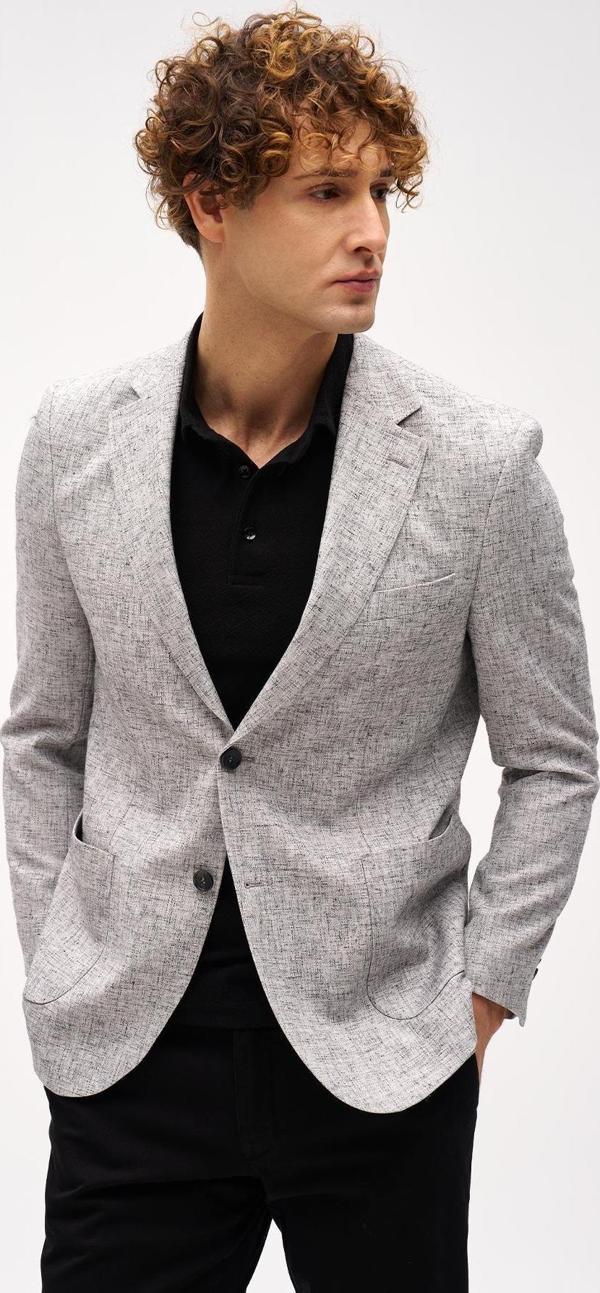 Erkek Siyah Barı (4 Drop)  / Geniş Kalıp Mono Yaka Ceket - Image 1