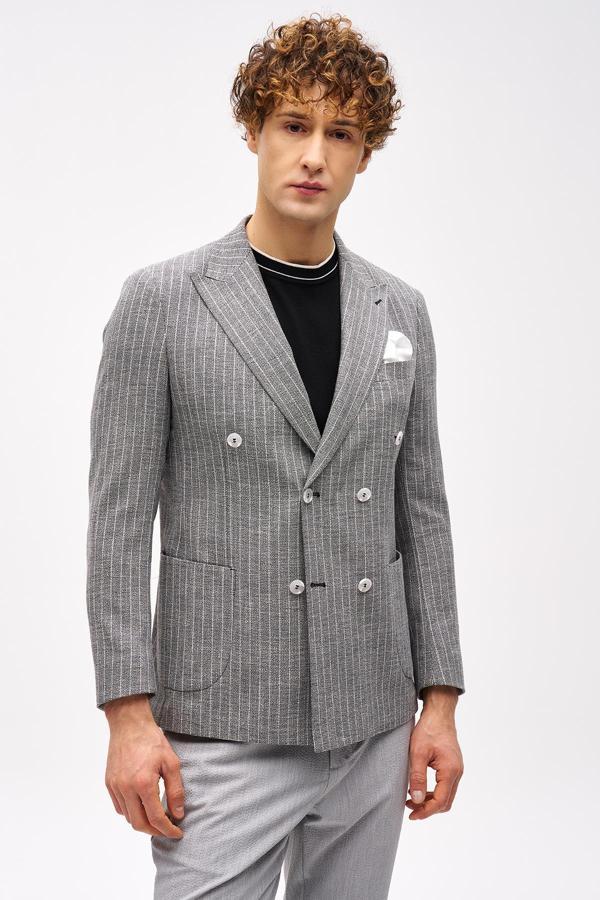 Erkek Siyah Slim Fit / Dar Kalıp Geniş Kırlangıç Ceket - Image 1