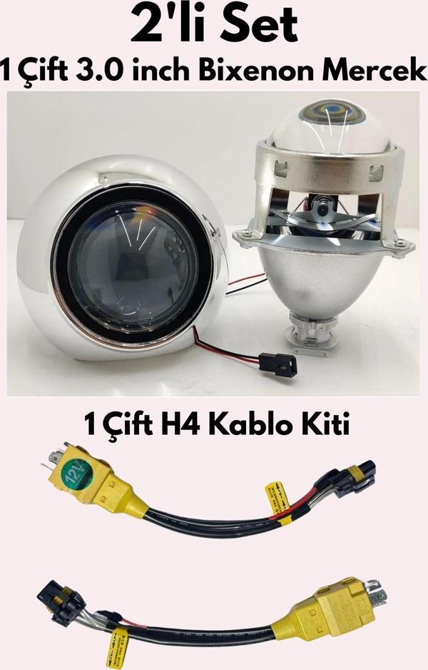Stavye 3.0 İnç Bi-Xenon Mercek + H4 Dönüşüm Kiti Seti – 2'Li Paket - Image 1
