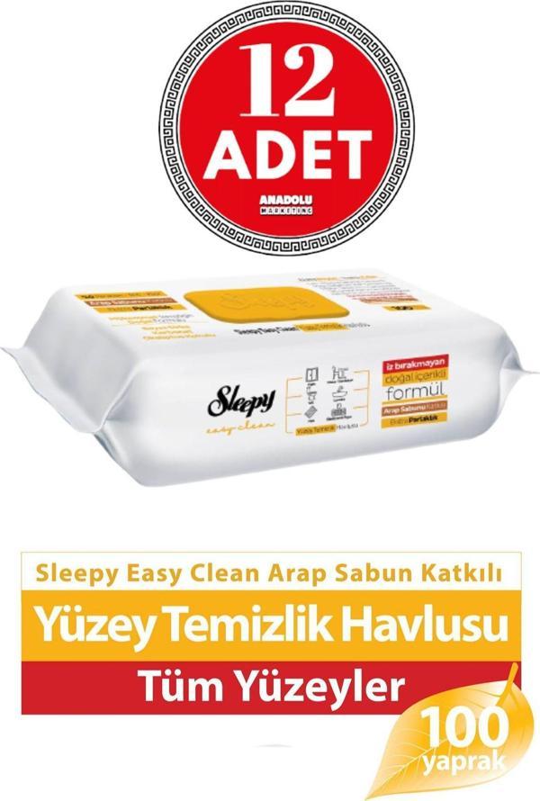 Sleepy Easy Clean Arap Sabunlu Yüzey Temizlik Havlusu 100'lü X 12 Adet - Image 1