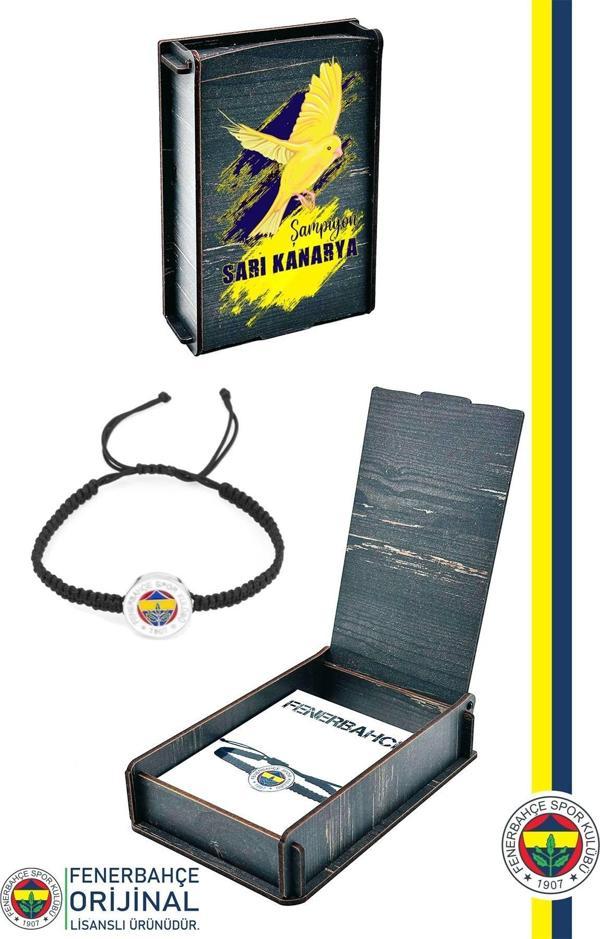 Fenerbahçe Orijinal Lisanslı Fb Logo Makrome Siyah Bileklik Kanarya Baskılı Hediyelik Ahş - Image 1