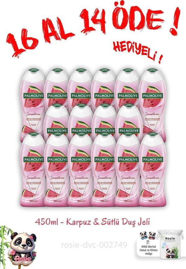Palmolive 16 Al 14 Öde 450 Ml Duş Jeli Karpuz Ve Sütlü ve Rosie Pamuk Hediye - Image 1