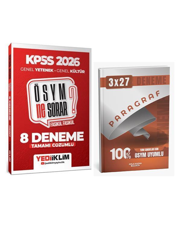 Yediiklim + Anla Kazan 2026 KPSS ÖSYM NE SORAR GYGK 8 Fasikül + Paragraf Deneme 2 li Set - Anla Kazan Yayınları - Image 1