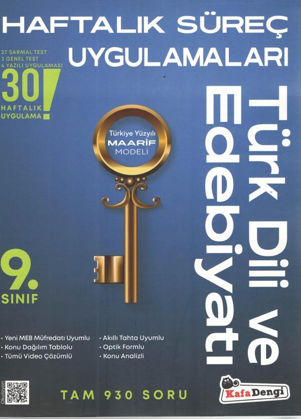 Kafa Dengi Yayınları 9. Sınıf Türk Dili ve Edebiyatı Haftalık Süreç Uygulamaları - Kafa Dengi - Image 1