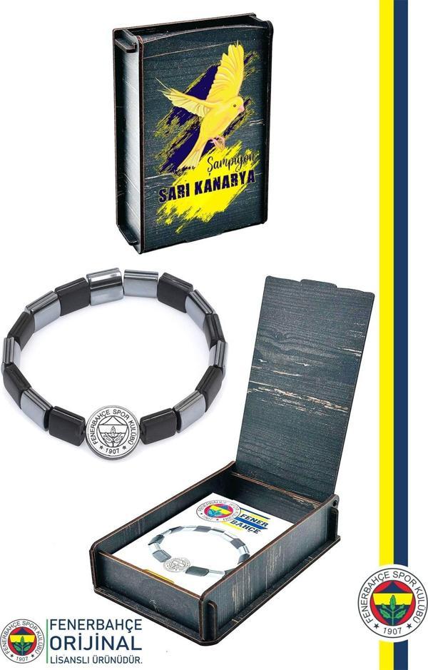 Fenerbahçe Orijinal Lisanslı Fb Logo Mat Onix Doğaltaş Bileklik Kanarya Baskılı Hediyelik - Image 1