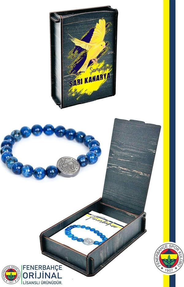Fenerbahçe Orijinal Lisanslı Fb Lapis (8mm) Doğaltaş Bileklik Kanarya Baskılı Hediyelik A - Image 1