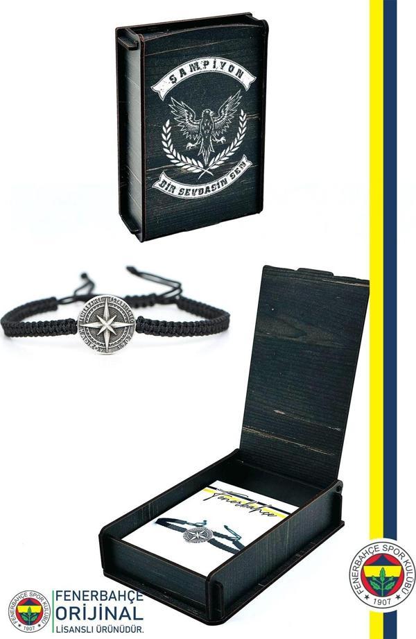 Fenerbahçe Orijinal Lisanslı Fb Yıldız Makrome Bileklik Hediyelik Ahşap Kutulu - Image 1