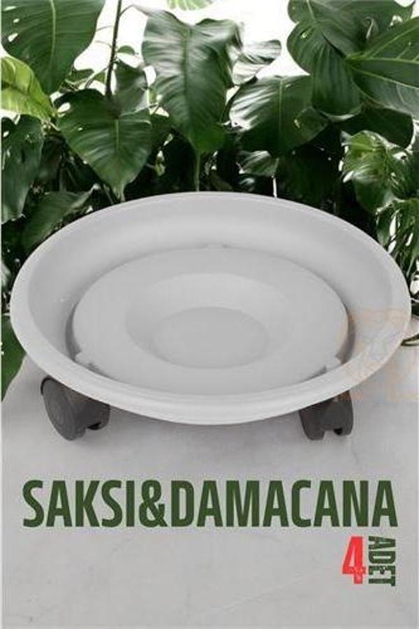 Tekerlekli Saksı Altığı 4 Adet 37 CM BEYAZ - Image 1