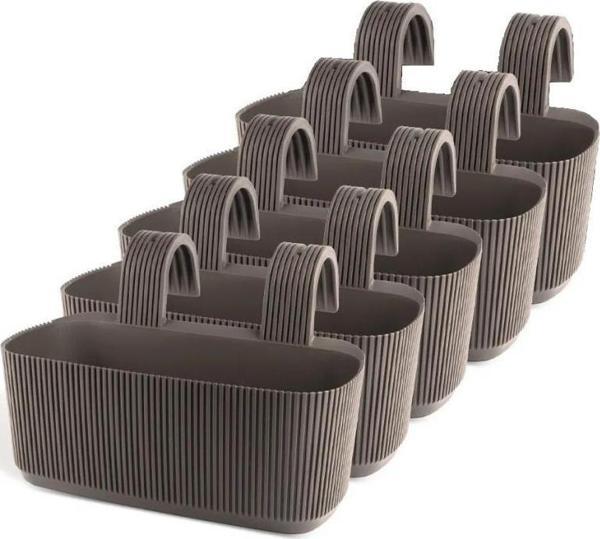 Omnipazar KRS-249 Plastik Pera Askılı Balkon Saksı 3.2 Lt Kahverengi 5 Adet - Image 1