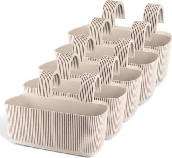 Omnipazar KRS-249 Plastik Pera Askılı Balkon Saksı 3.2 Lt Krem 5 Adet - Image 1