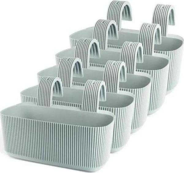 Omnipazar KRS-249 Plastik Pera Askılı Balkon Saksı 3.2 Lt Yeşil 5 Adet - Image 1
