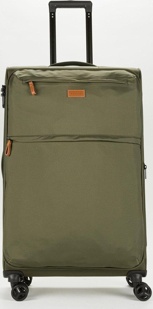 Unisex  Ekstra Hafif Haki Kumaş Büyük Boy Valiz - Image 1