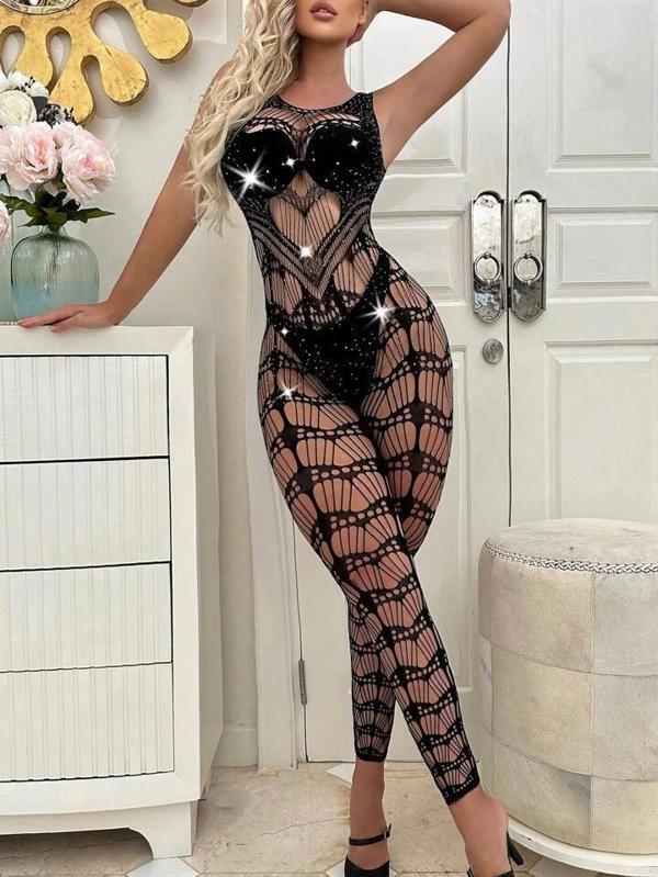 Miss Özel Tasarım Siyah Taşlı Fantezi Vücut Çorabı - Image 1