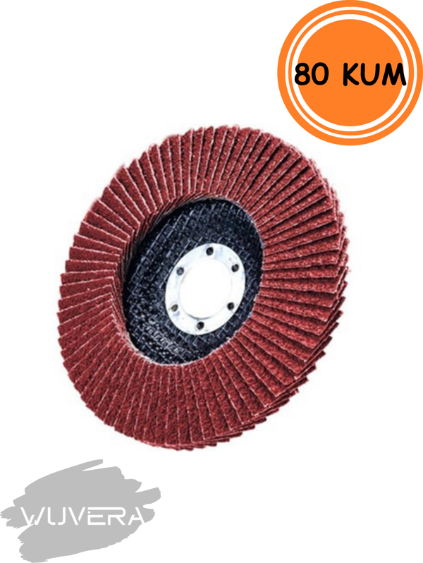 Wuvera 115MM 80 Kum Flap Zımpara – Yüksek Kaliteli Aşındırıcı Disk (1 Adet) - Image 1