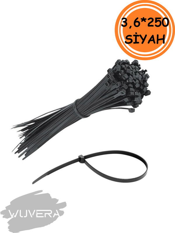 Wuvera 3,6 mm x 250 mm Siyah Cırt Kelepçe – Güçlü, Pratik ve Çok Amaçlı Kullanım - Image 1