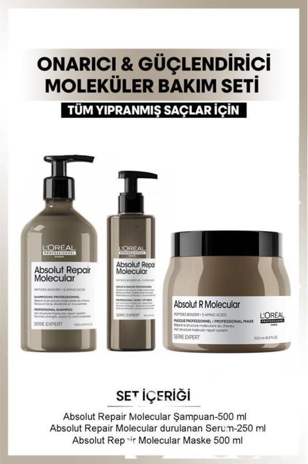 L'oreal Professionnel Serie Expert Absolut Repair Molecular Saç Bakım Seti 500 ml - Image 1