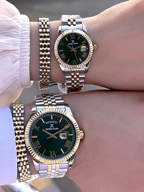 Daniel Klein Vip Seri Çelik Kordon Ve Çelik Bileklik Hediyeli 2 Yıl Garantili Cift Saati CF.10887C3 - Image 1
