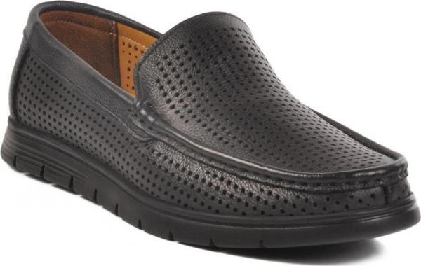 001 Jel  Siyah Hakiki Deri Erkek Günlük Ayakkabı - Image 1