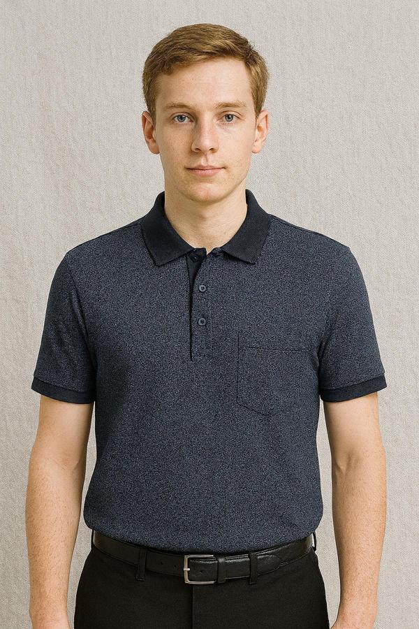 Ercan Büyük Beden Yakalı Klasik Kısa Kol Cepli Erkek Tişört 7346 - Image 1