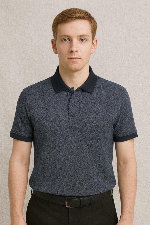 Ercan Büyük Beden Yakalı Klasik Kısa Kol Cepli Erkek Tişört 7346 - Image 1