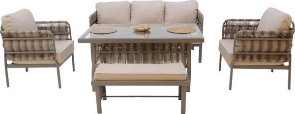 Liora | Üçlü Rattan Bahçe Oturma Grubu | 3+1+1+Sehpalı Bahçe Takımı    - Image 1