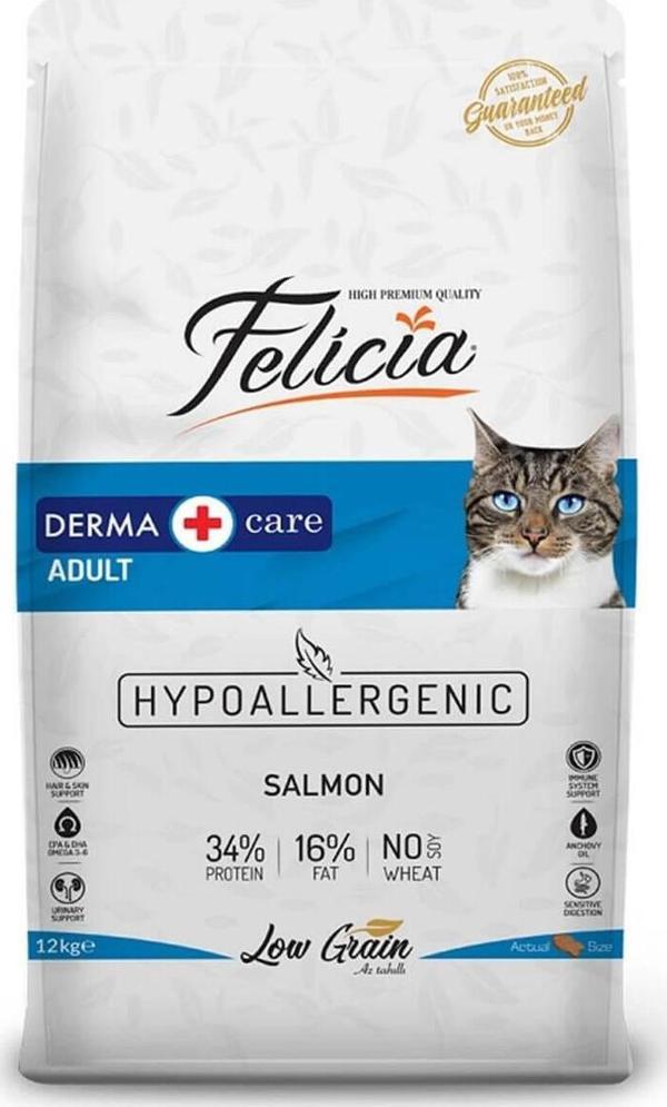 Felicia 12 Kg Yetişkin Somonlu Az Tahıllı Hypoallergenic Kedi Maması - Image 1