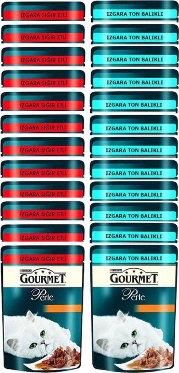 Gourmet Perle Izgara Karışık Yaş Mama 85 gr 24 Adet Ton Balıklı Ve Sığır Etli - Image 1