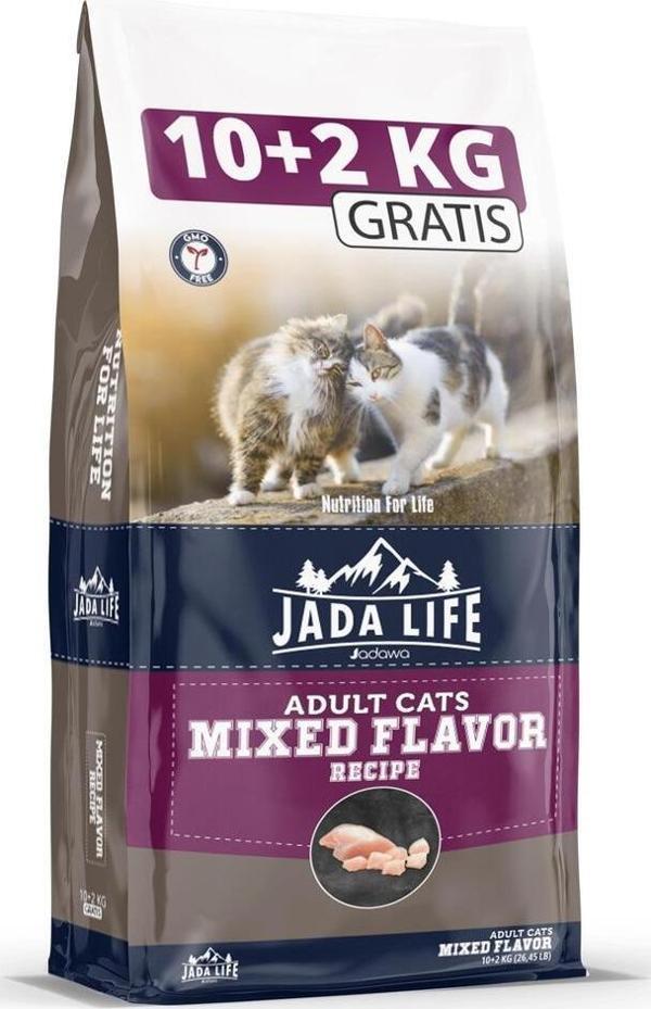 jadawa Jada Life Adult Cat Food With Mixed Flavour Karışık Aromalı Yetişkin Kedi Maması 10+2 Kg - Image 1
