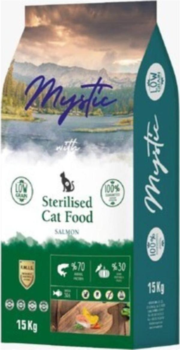 Mystic Sterilised Somonlu Az Tahıllı Kısırlaştırılmış Yetişkin Kedi Maması 15 Kg - Image 1