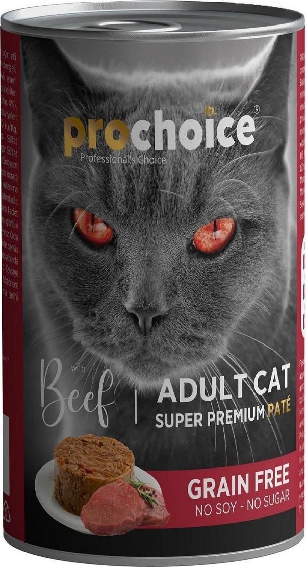 ProChoice Sığır Etli Şekersiz Tahılsız Ezme Yetişkin Kedi Konservesi 400 gr - Image 1