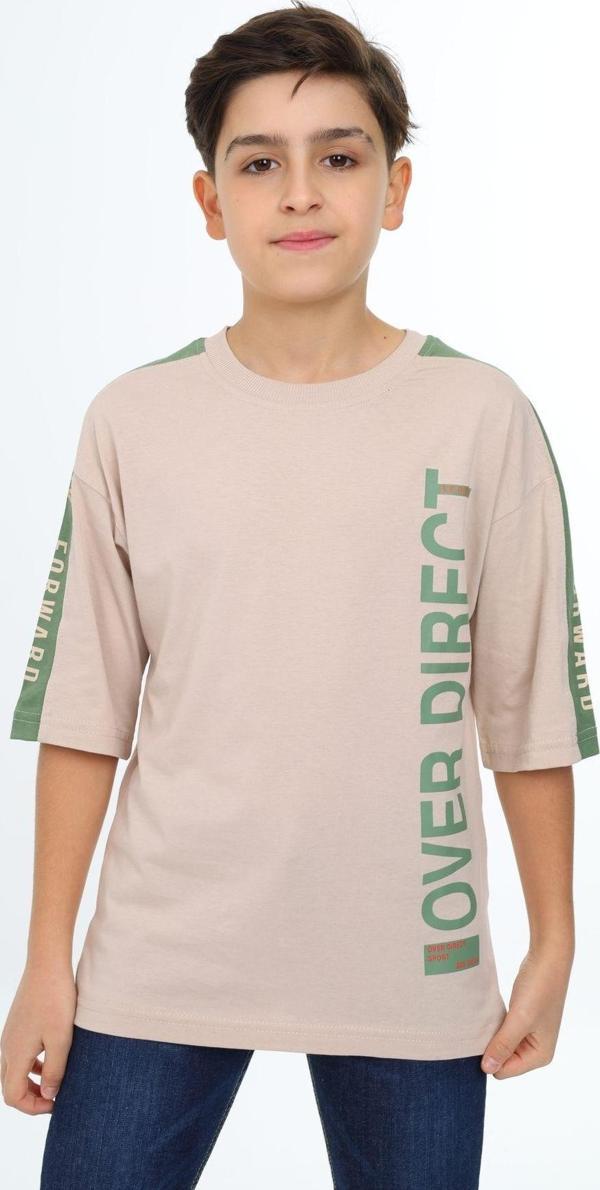 Angelos Gırls Erkek Çocuk Kol Şerit Garnili T-Shirt 9-14 Yaş Lx7063 - Image 1