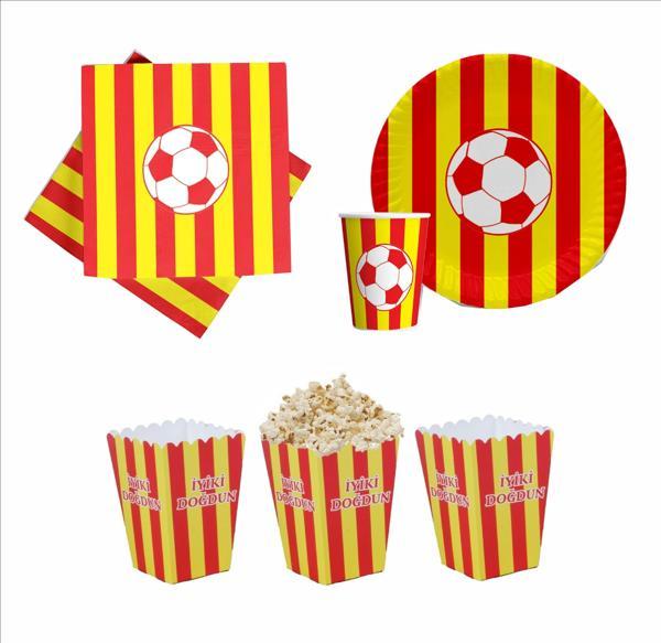 Taraftar (Galatasaray) 8 Tabak, 8 Bardak, 8 Mısır Kutusu, 10 Peçete - Image 1
