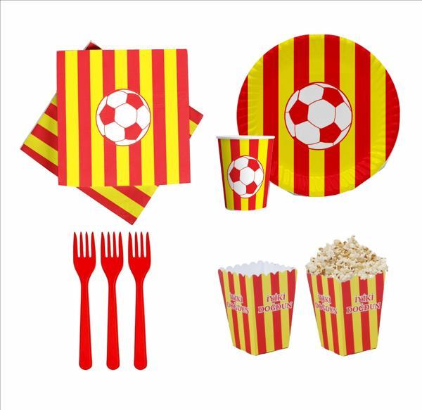 Taraftar (Galatasaray) 8 Tabak, 8 Bardak, 8 Mısır Kutusu, 10 Peçete, 10 Çatal - Image 1