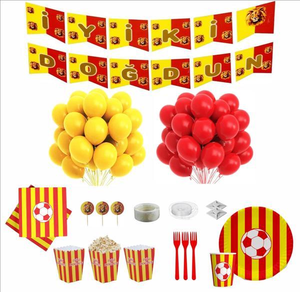 Taraftar (Galatasaray)  Banner, 8 Tabak, 8 Bardak, 8 Mısır Kutusu, 10 Peçete, 10 Çatal, 10 Kürdan - Image 1