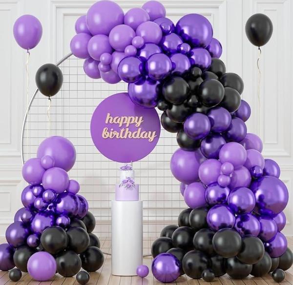 10 Adet Pastel Mor, 10 Adet Metalik Mor, 10 Adet Pastel Siyah Balon - Image 1