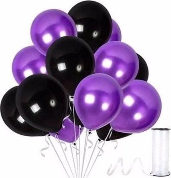 25 Adet Siyah, 25 Adet Mor Balon - Image 1