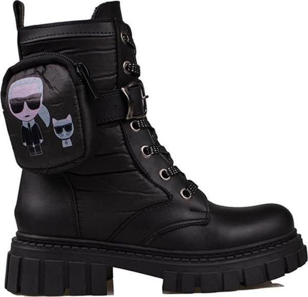 Trend Adımlar Siyah Cüzdan Detaylı Kız Çocuk Postal Bot - Image 1