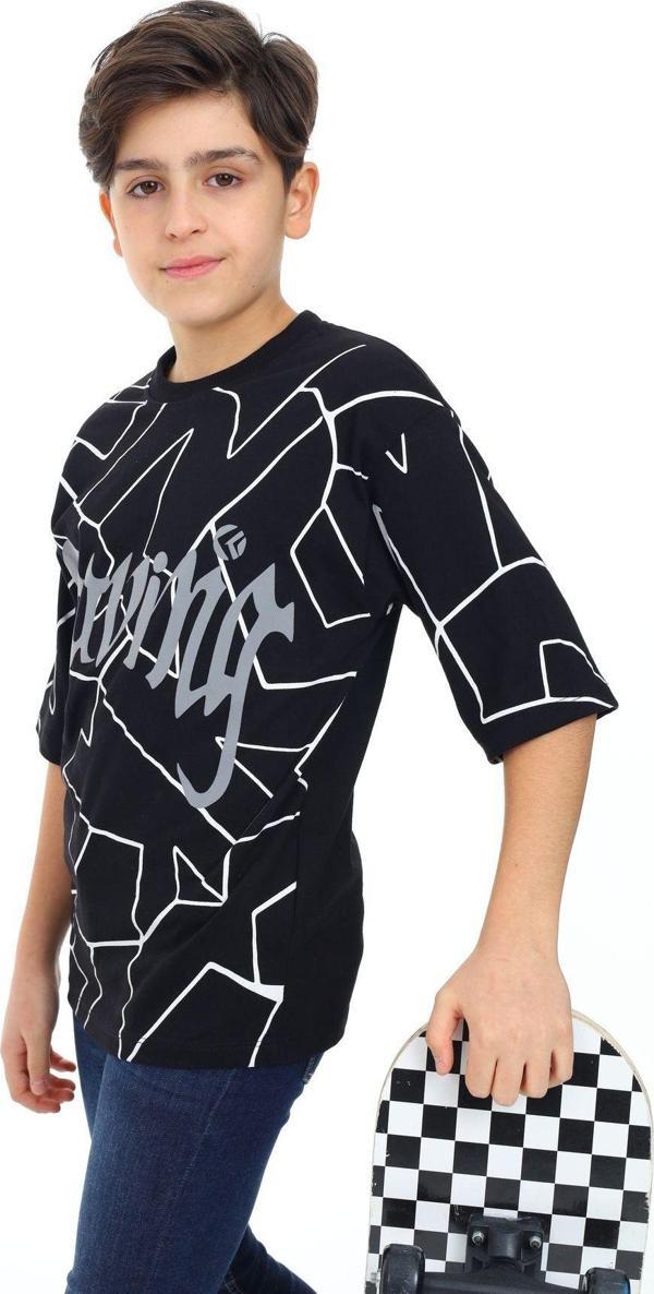 Angelos Gırls Erkek Çocuk Çizgi Baskılı T-Shirt 9-14 Yaş Lx7090 - Image 1