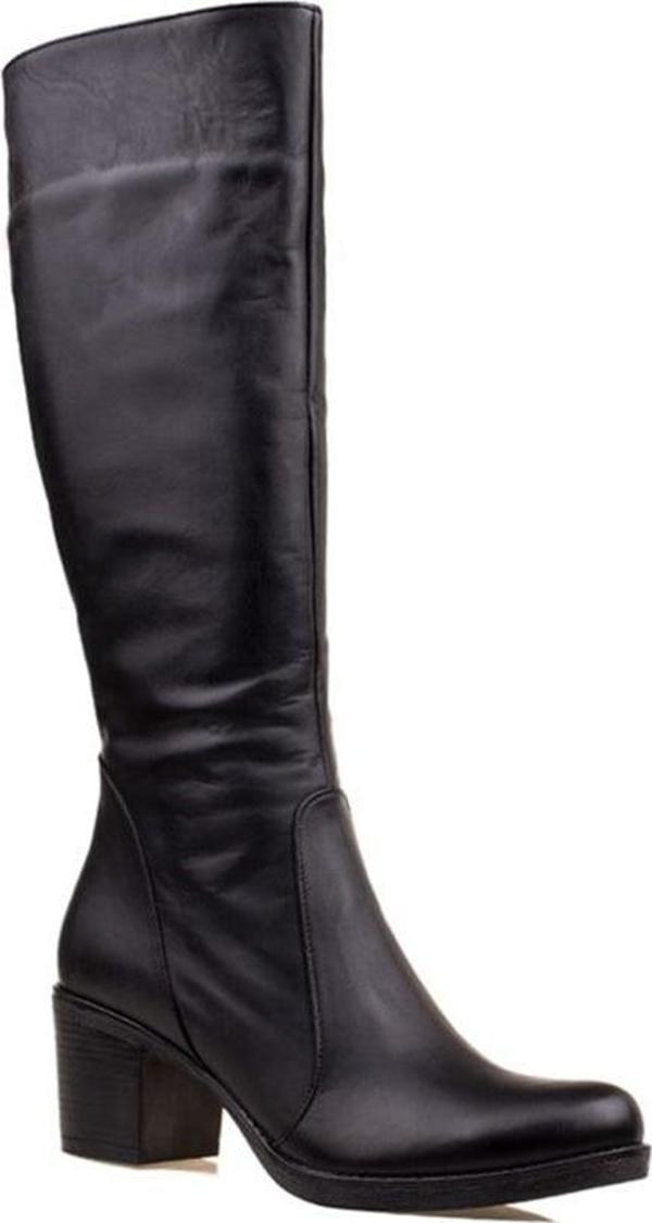 Slayka Siyah Lady Kadın Hakiki Deri Topuklu Çizme - Image 1