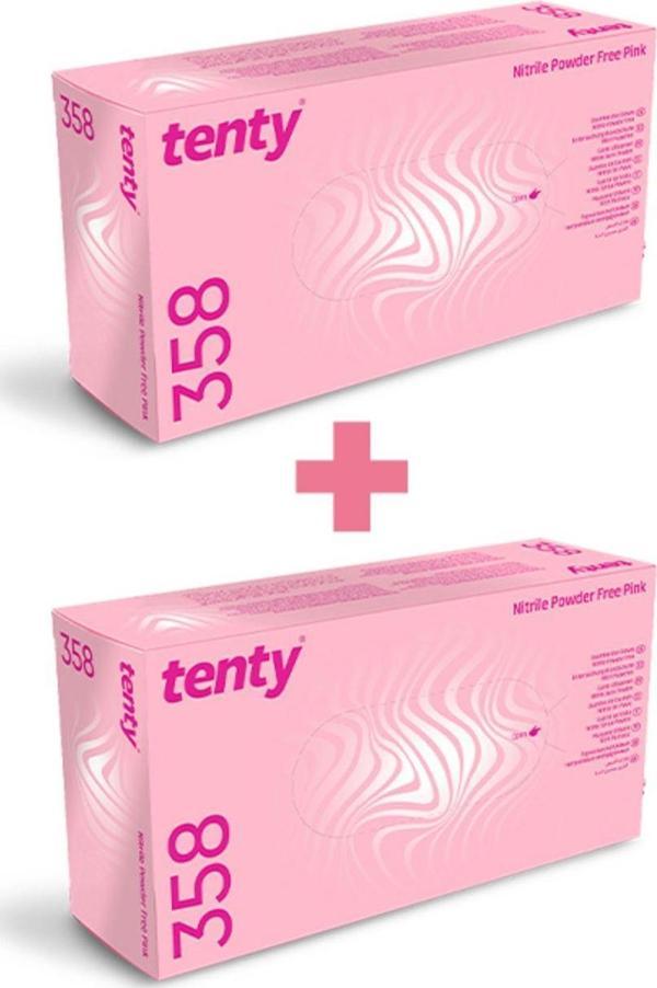 Tenty 358 Pembe Nitril Pudrasız Eldiven M Beden 100'Lü 2 Paket - Image 1