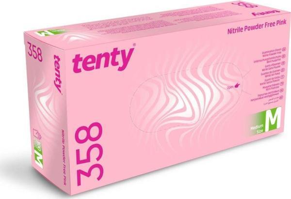 Tenty 358 Pembe Nitril Pudrasız Eldiven M Beden 100'Lü - Image 1