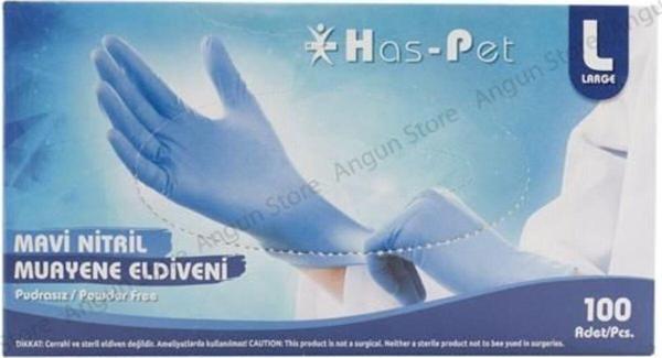 Toptan Bulurum Haspet Mavi Nitril Large Pudrasız Muayene Eldiveni - Image 1