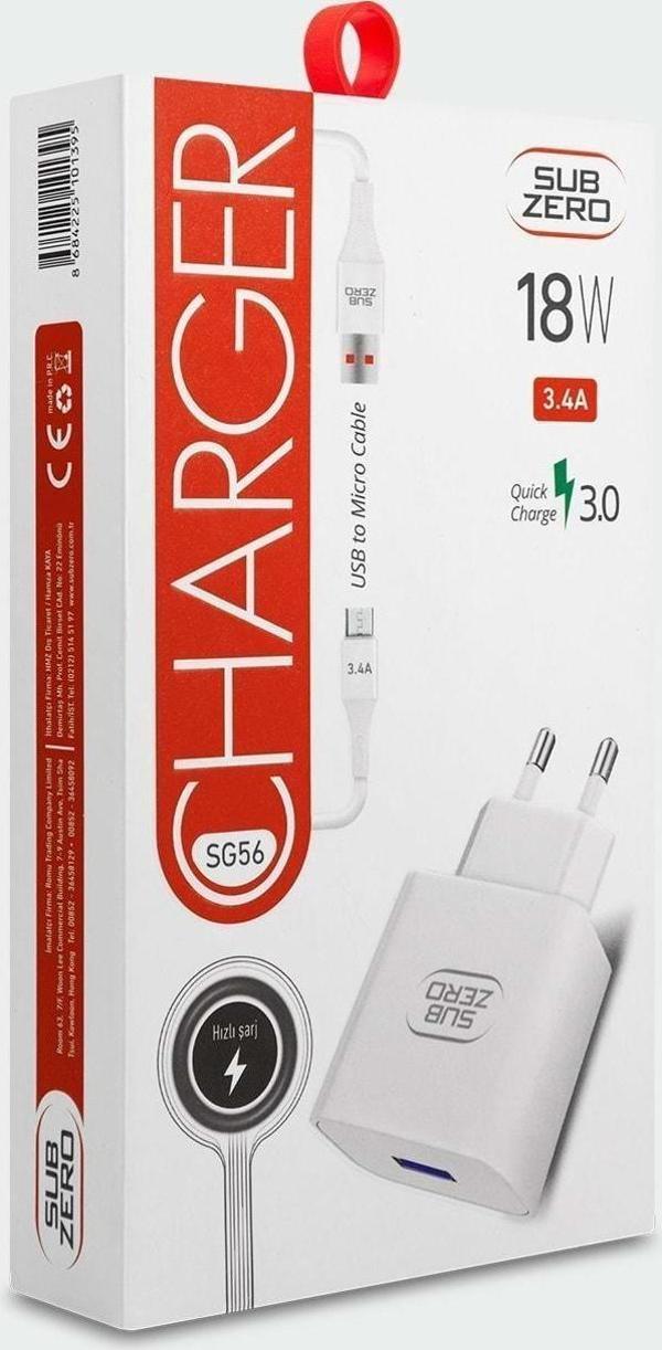 Subzero SG56 18W 3.4A Qualcomm Hızlı Micro Şarj Aleti - Image 1