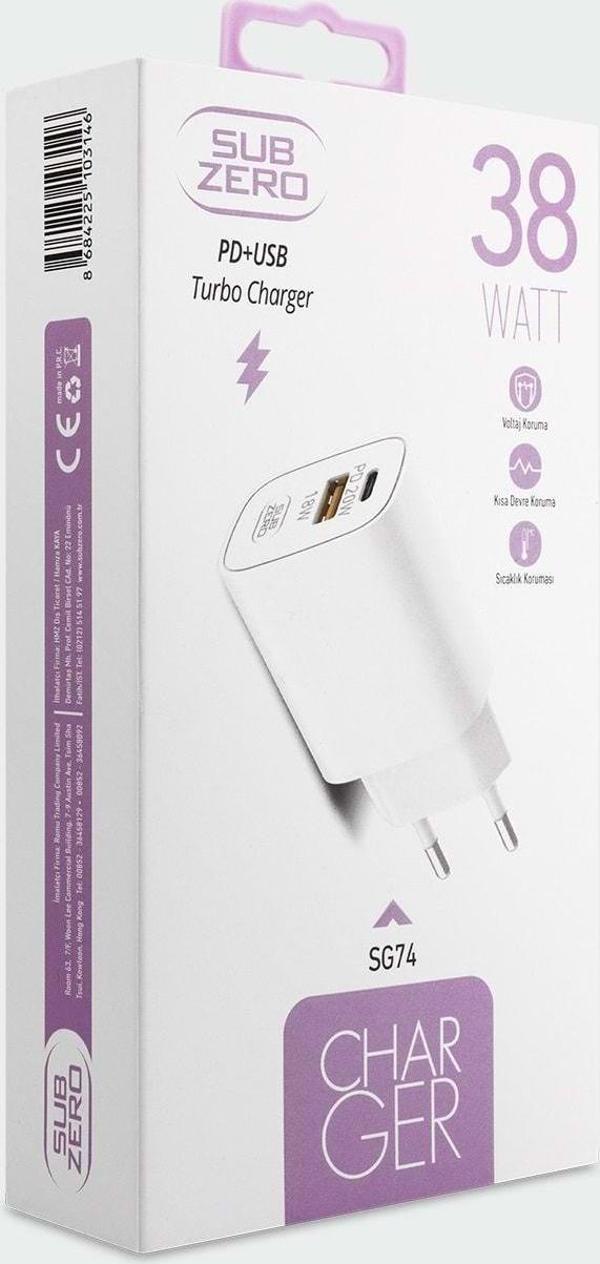 Subzero SG74 38W PD+Usb Turbo Fast Şarj Başlığı - Image 1