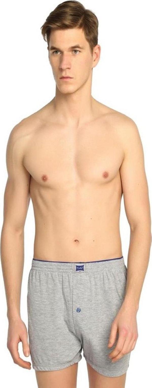 Tutku Erkek Gri Renk Penye Düğmeli Boxer - Image 1