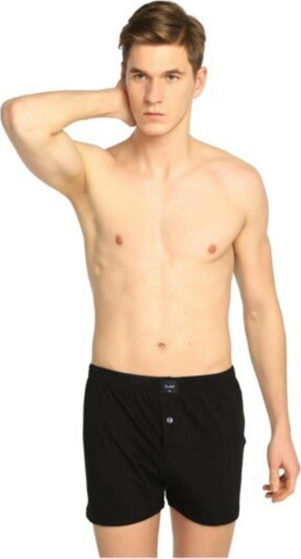 Tutku Erkek Siyah Penye Düğmeli Boxer 6'Li Paket Boxer115 - Image 1