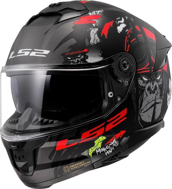 LS2 STREAM 2 ANGRY MONKEY MAT SİYAH KASK - Image 1