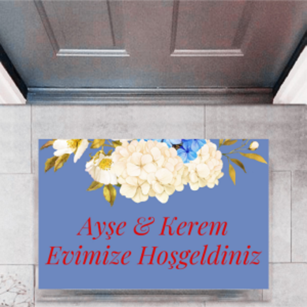 Kapı Önü Paspası Dekoratif Dijital Baskı Evimize Hoşgeldiniz P-2455 - Image 1