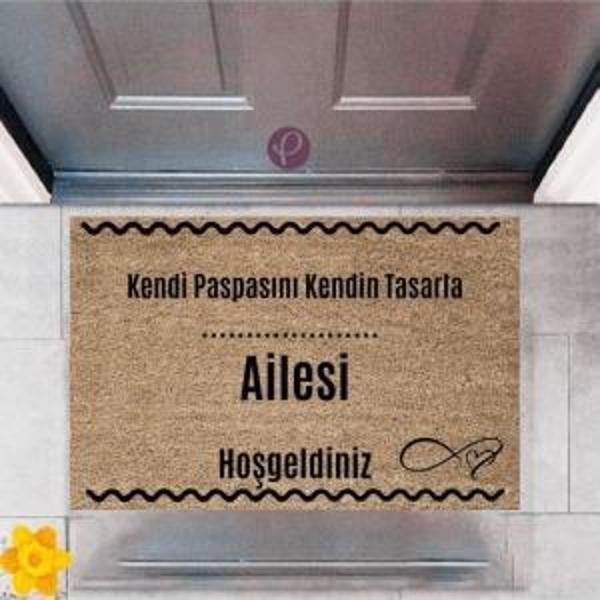 Kapı Önü Paspası Dekoratif Dijital Baskı Ailesi  P-2513 - Image 1