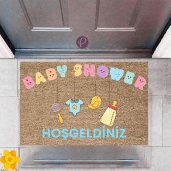 Kapı Önü Paspası Dekoratif Dijital Baskı Baby Shower P-2487 - Image 1